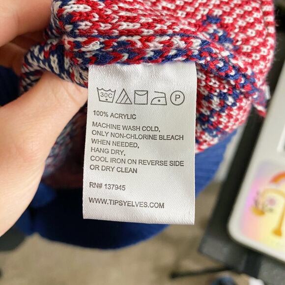 Tipsy Elves Navy & Red Fair Isle Christmas Cardigan Sweater Men's Size Large EUC - Picture 5 of 7